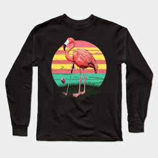 Flamingo Playing Golf Long Sleeve T-Shirt